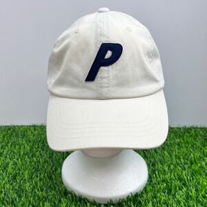 Palace Skateboard Stadium 6 P Logo Cap Hat Cream White Cotton Adjustable Strap